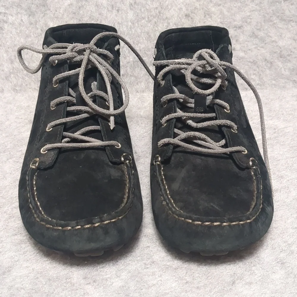 UGG Australia Black Suede Women's Moccasin Booties Size 9.5 - Picture 2 of 10